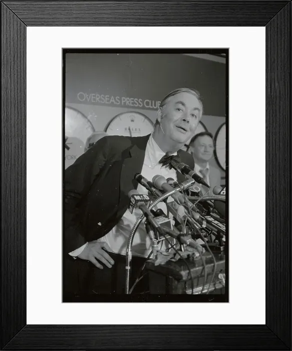 Framed Print : Daniel Moynihan Speaking at Microphones Framed Print : Daniel Moynihan Speaking at Microphones