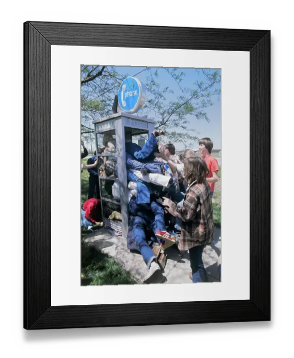 Framed Print : High School Students in Booth Framed Print : High School Students in Booth