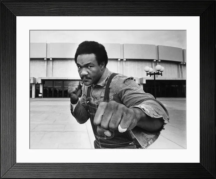 Framed Print : George Foreman in Fight Pose at Nassau Coliseum Framed Print : George Foreman in Fight Pose at Nassau Coliseum