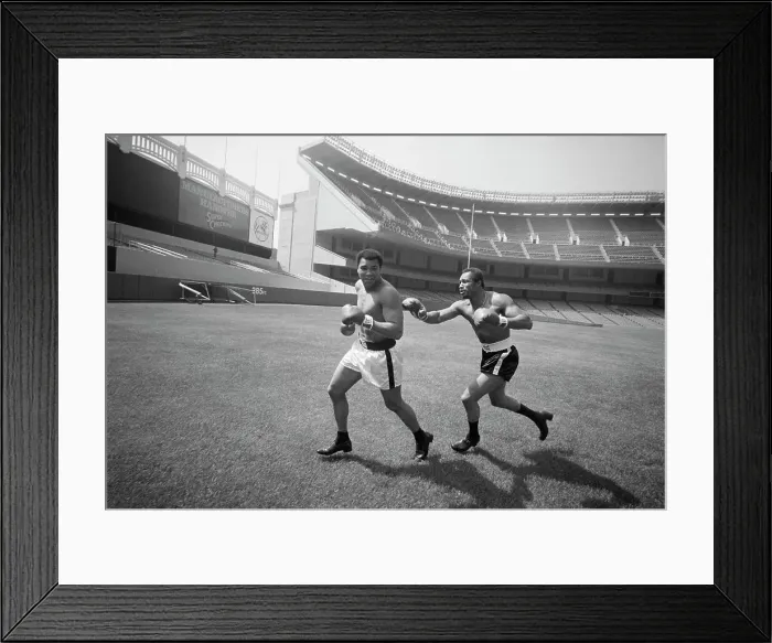 Framed Print : Boxer Ken Norton Chases Muhammad Ali in Yankee Stadium Framed Print : Boxer Ken Norton Chases Muhammad Ali in Yankee Stadium