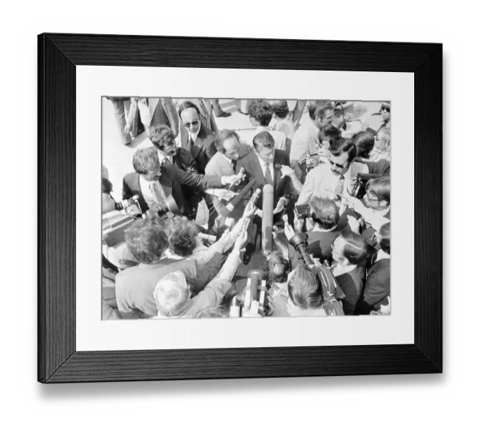 Framed Print : Ronald Reagan Surrounded by News Persons