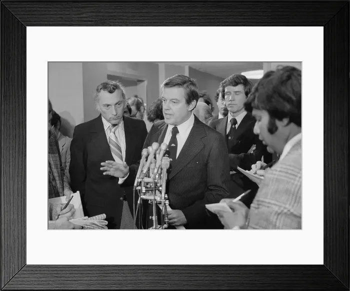 Framed Print : Frank Church Talking to Reporters Framed Print : Frank Church Talking to Reporters