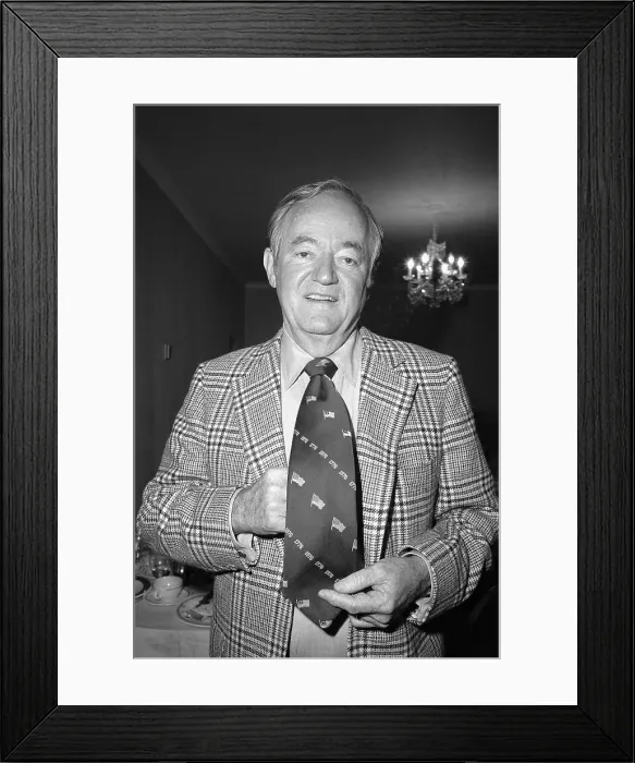 Framed Print : Senator Humphrey Wearing Bicentennial Tie Framed Print : Senator Humphrey Wearing Bicentennial Tie