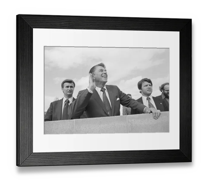 Framed Print : Ronald Reagan Cupping His Framed Print : Ronald Reagan Cupping His