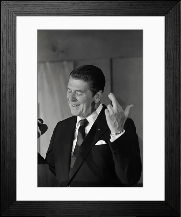 Framed Print : Ronald Reagan with His Fingers Crossed Framed Print : Ronald Reagan with His Fingers Crossed
