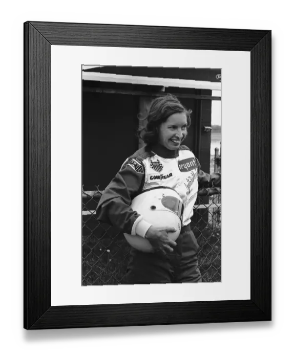 Framed Print : Race Car Driver Janet Guthrie in Racing Outfit Framed Print : Race Car Driver Janet Guthrie in Racing Outfit