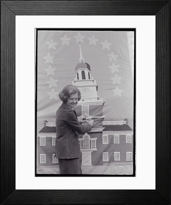Framed Print : Betty Ford with Bicentennial Quilt Framed Print : Betty Ford with Bicentennial Quilt
