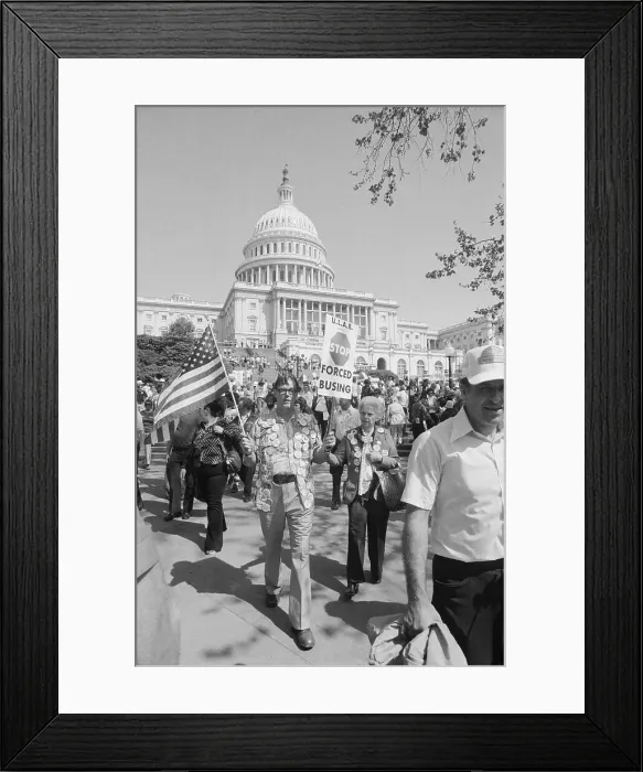 Framed Print : Anti-Busing Protesters Roared Approval Framed Print : Anti-Busing Protesters Roared Approval