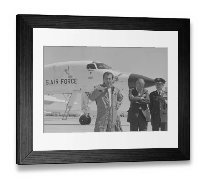 Framed Print : Secretary of Defense Donald H. Rumsfeld Describing His Recent Test Flight Framed Print : Secretary of Defense Donald H. Rumsfeld Describing His Recent Test Flight