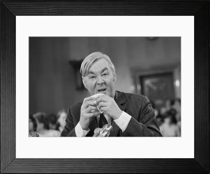 Framed Print : Daniel Moynihan Speaking While Holding Handkerchief Framed Print : Daniel Moynihan Speaking While Holding Handkerchief
