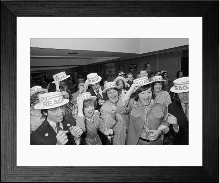 Framed Print : Supporters of Ronald Reagan Cheering Framed Print : Supporters of Ronald Reagan Cheering