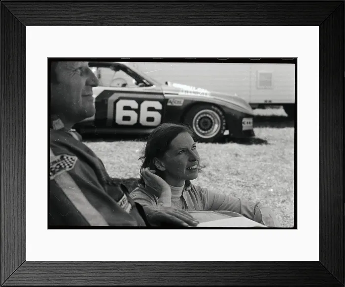 Framed Print : Janet Guthrie Sitting in Car Framed Print : Janet Guthrie Sitting in Car