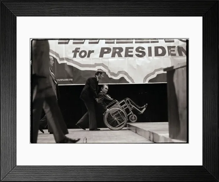Framed Print : George Wallace Wheeled to Podium Framed Print : George Wallace Wheeled to Podium