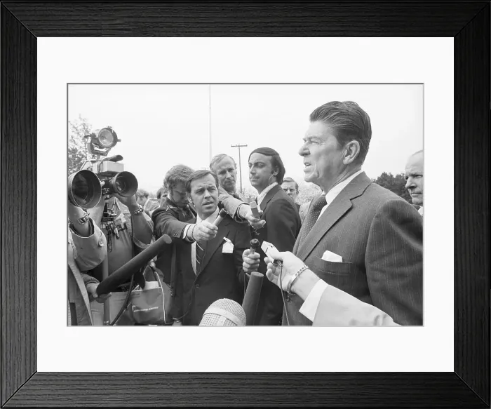 Framed Print : Presidential Candidate Ronald Reagan Answering Questions Framed Print : Presidential Candidate Ronald Reagan Answering Questions