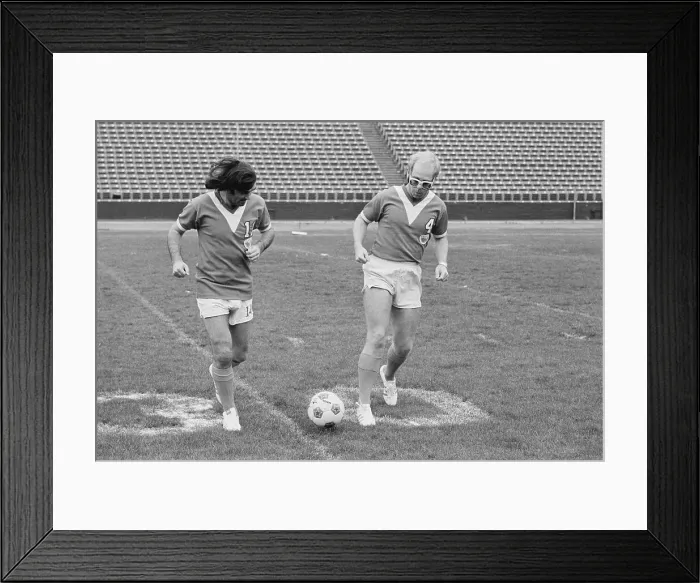 Framed Print : Elton John And George Best Play Soccer Framed Print : Elton John And George Best Play Soccer