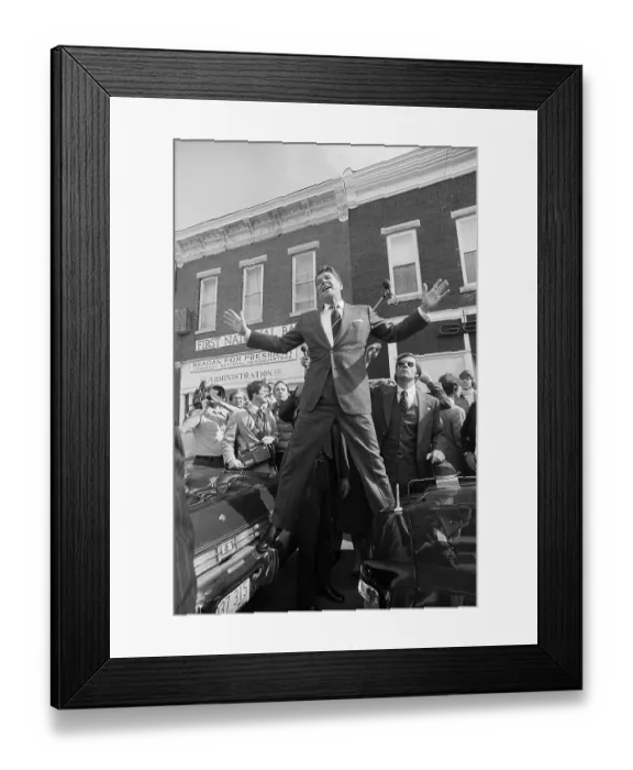 Framed Print : Ronald Reagan Standing Above a Crowd Framed Print : Ronald Reagan Standing Above a Crowd