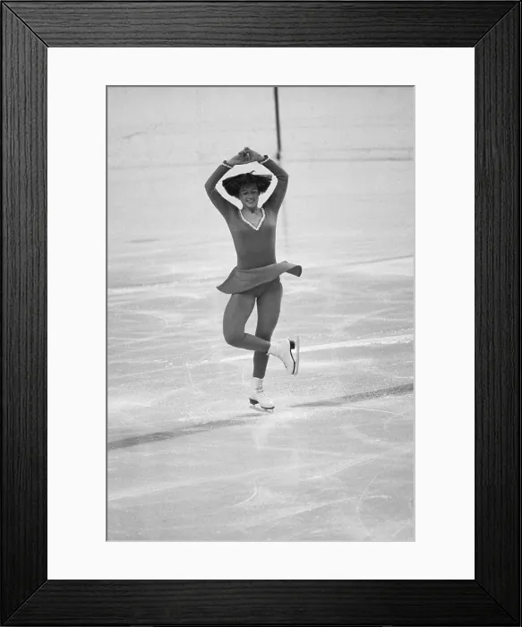Framed Print : Dorothy Hamill Spins in Olympic Free Skate Framed Print : Dorothy Hamill Spins in Olympic Free Skate