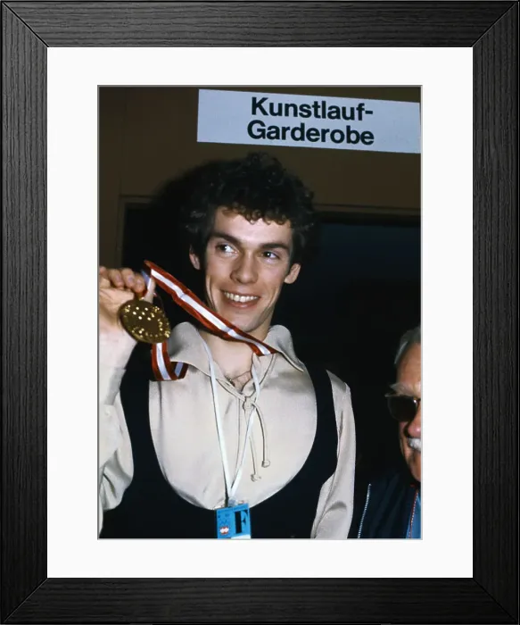 Framed Print : John Curry Showing off His Gold Medal Framed Print : John Curry Showing off His Gold Medal