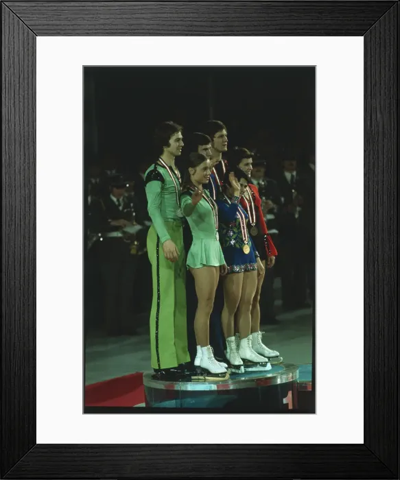 Framed Print : Skating Medalists Posing After Win Framed Print : Skating Medalists Posing After Win