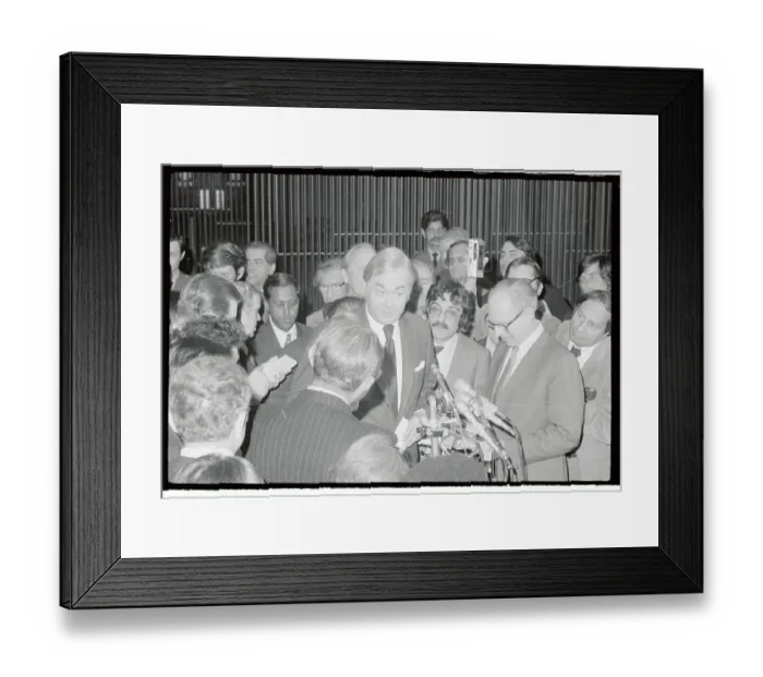 Framed Print : Daniel Moynihan Giving Press Conference on His Career Change Framed Print : Daniel Moynihan Giving Press Conference on His Career Change