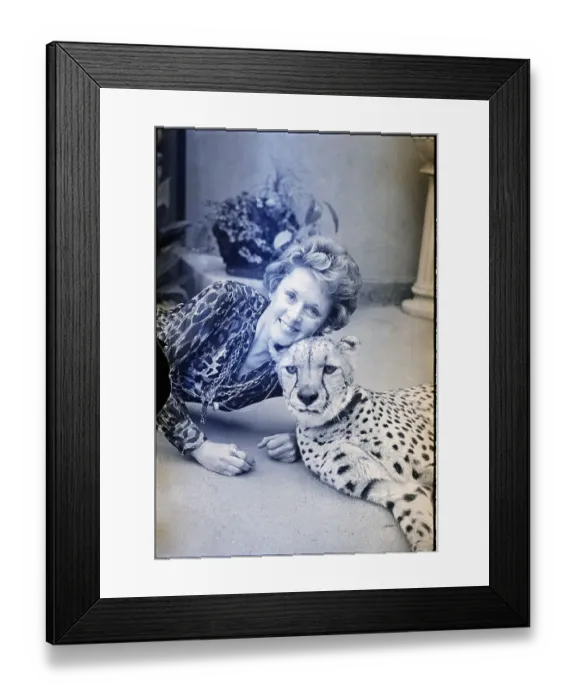 Framed Print : Actress Tippi Hedren With A Cheetah Framed Print : Actress Tippi Hedren With A Cheetah