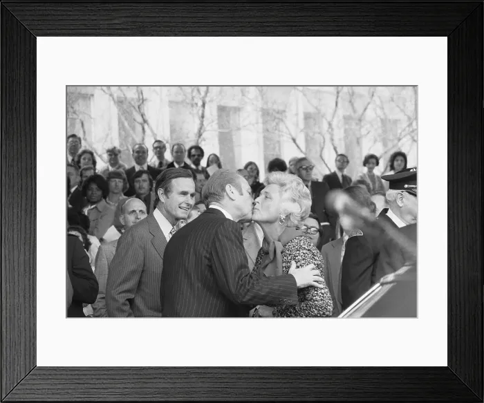 Framed Print : President Ford Kissing Barbara Bush Framed Print : President Ford Kissing Barbara Bush