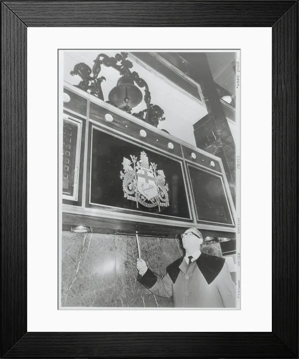Framed Print : Man Ringing the Lutine Bell