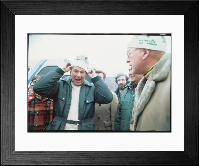 Framed Print : Ronald Reagan Trying on Hat Framed Print : Ronald Reagan Trying on Hat