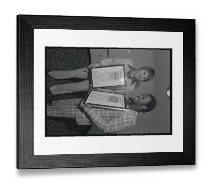 Framed Print : Pete Rose and Archie Griffin Holding Their Awards Framed Print : Pete Rose and Archie Griffin Holding Their Awards