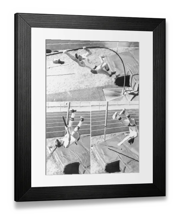 Framed Print : Sequence of Pole Vaulter in Action