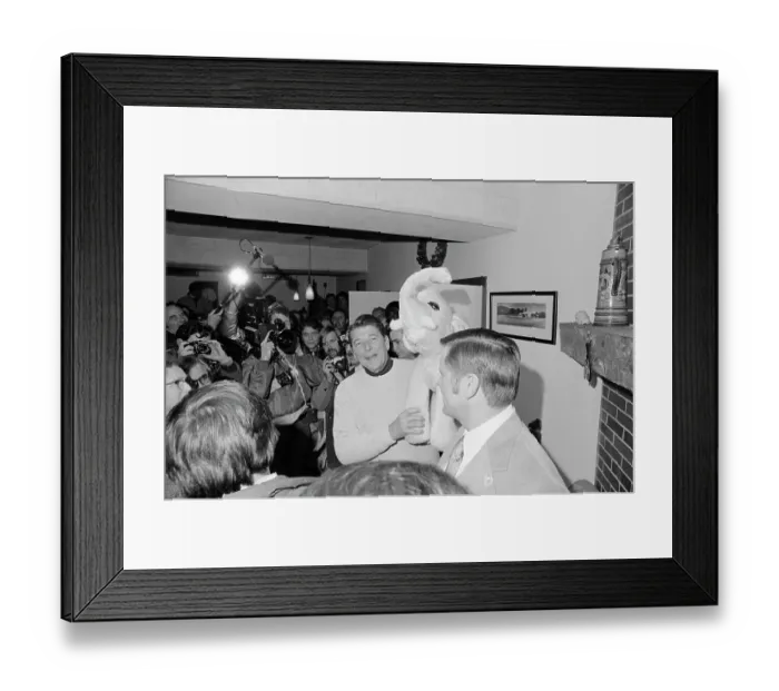 Framed Print : Ronald Reagan Holding Pink Elephant Framed Print : Ronald Reagan Holding Pink Elephant
