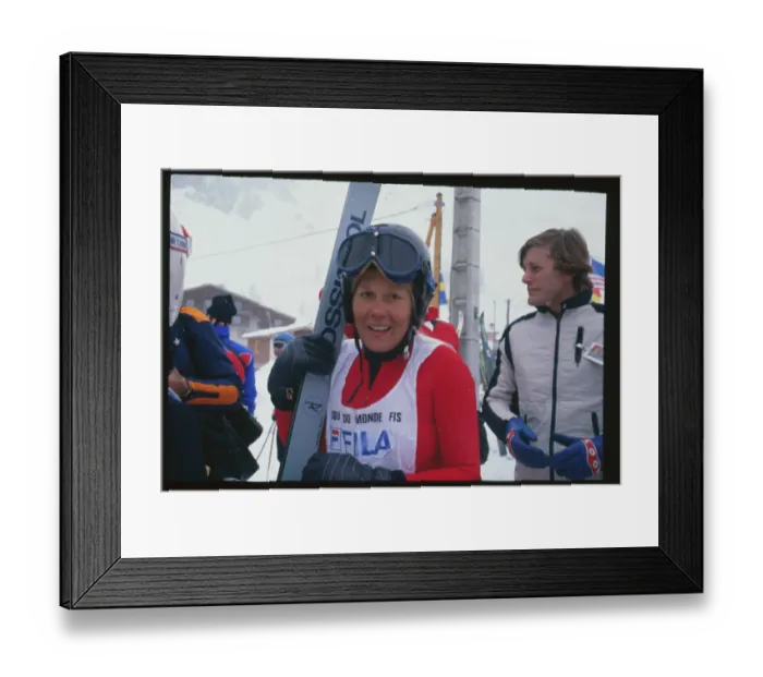 Framed Print : Cindy Nelson Smiling with Her Skis Framed Print : Cindy Nelson Smiling with Her Skis