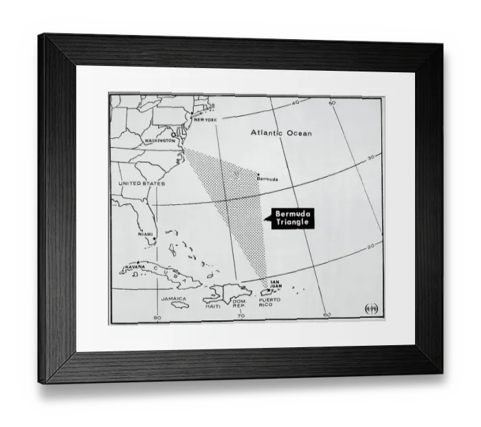 Framed Print : Map of Bermuda Triangle Framed Print : Map of Bermuda Triangle