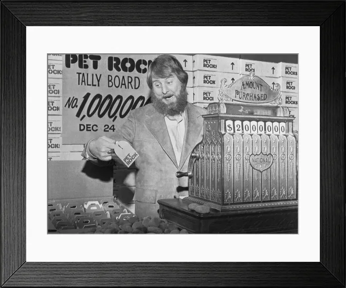 Framed Print : Pet Rock Creator Gary Dahl Working Behind Register Framed Print : Pet Rock Creator Gary Dahl Working Behind Register
