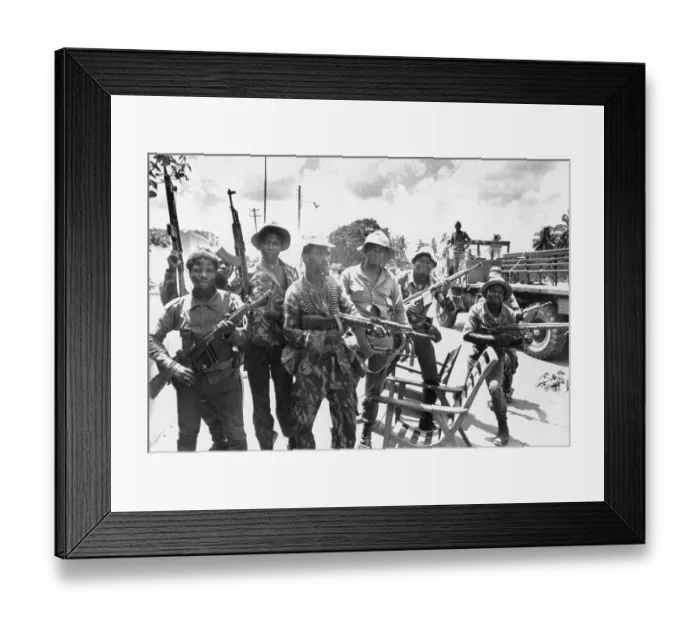 Framed Print : Angolese Soldiers W / Guns Happy @ Village Framed Print : Angolese Soldiers W / Guns Happy @ Village