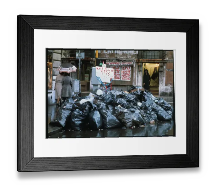 Framed Print : Garbage Waiting During Collectors Strike Framed Print : Garbage Waiting During Collectors Strike