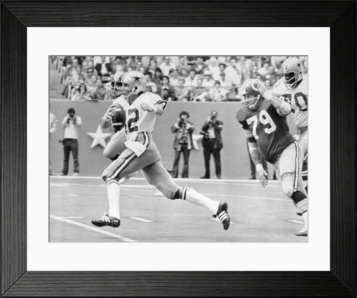 Framed Print : Roger Staubach Running W / Ball--Profile Framed Print : Roger Staubach Running W / Ball--Profile