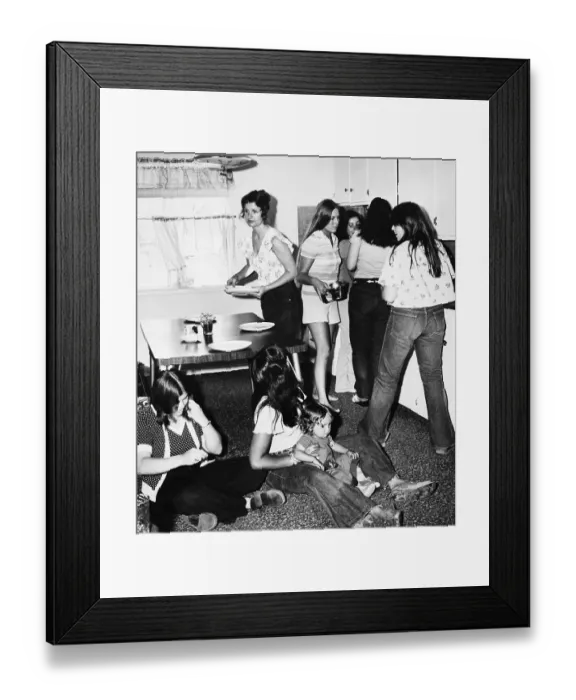 Framed Print : Group Of Young Women Preparing Dinner Framed Print : Group Of Young Women Preparing Dinner
