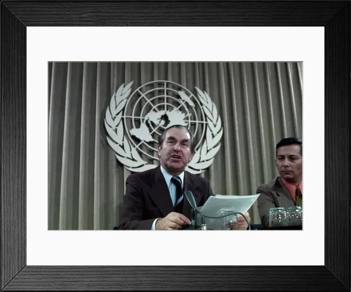 Framed Print : Chaim Herzog at United Nations Podium Framed Print : Chaim Herzog at United Nations Podium