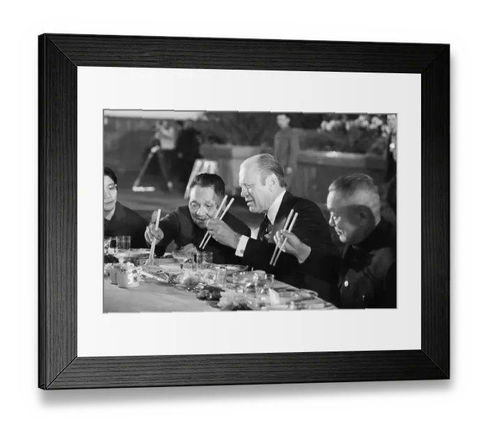 Framed Print : Gerald Ford and Deng Xiaoping Eating Dinner