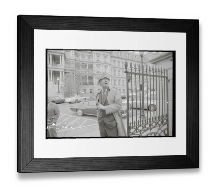 Framed Print : Daniel Moynihan Walking Outside White House Framed Print : Daniel Moynihan Walking Outside White House