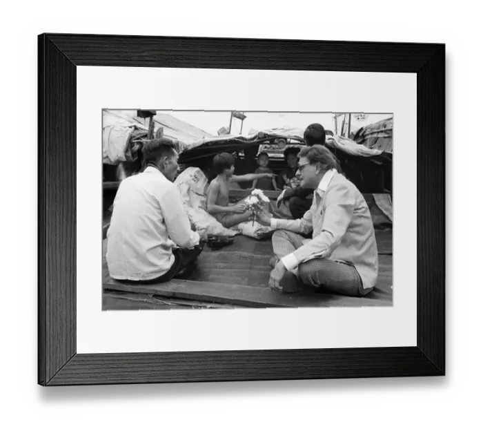 Framed Print : Billy Graham Travels by Boat in Hong Kong Framed Print : Billy Graham Travels by Boat in Hong Kong