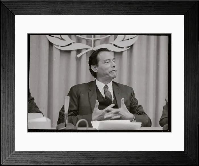 Framed Print : George Price Speaking to the Press Framed Print : George Price Speaking to the Press