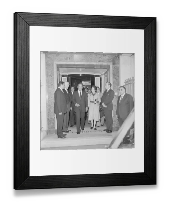 Framed Print : Pres. Anwar Sadat Leaving Hotel W / Wife Framed Print : Pres. Anwar Sadat Leaving Hotel W / Wife