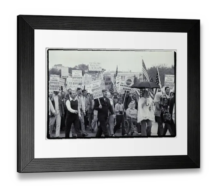 Framed Print : Opponents Of Racial Busing Begin March Framed Print : Opponents Of Racial Busing Begin March