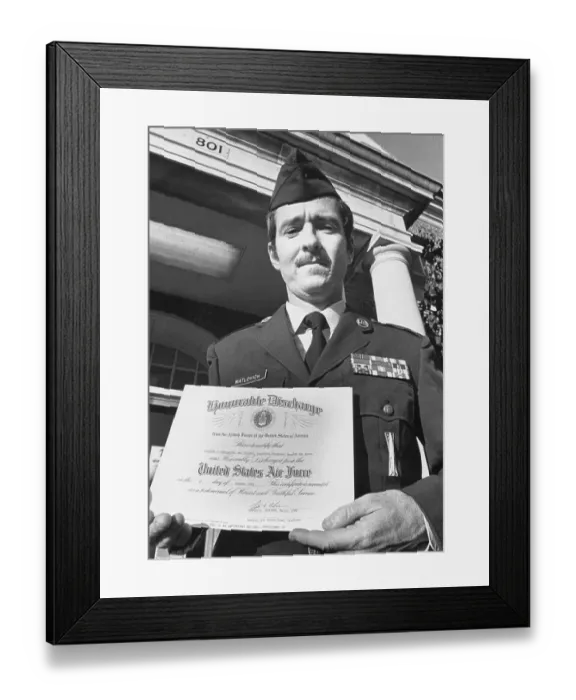 Framed Print : Sgt. Leonard Matlovich Holding Discharge Papers Framed Print : Sgt. Leonard Matlovich Holding Discharge Papers