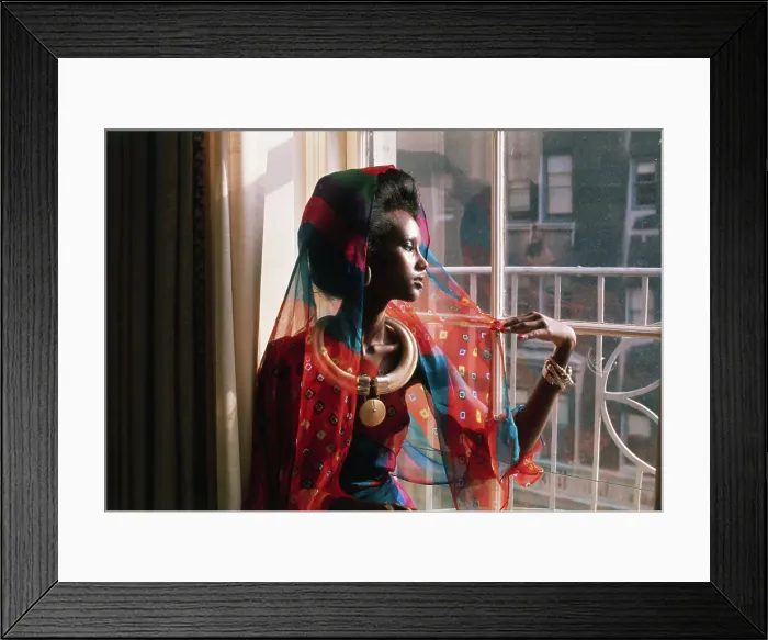 Framed Print : Fashion Model Iman by Window Framed Print : Fashion Model Iman by Window