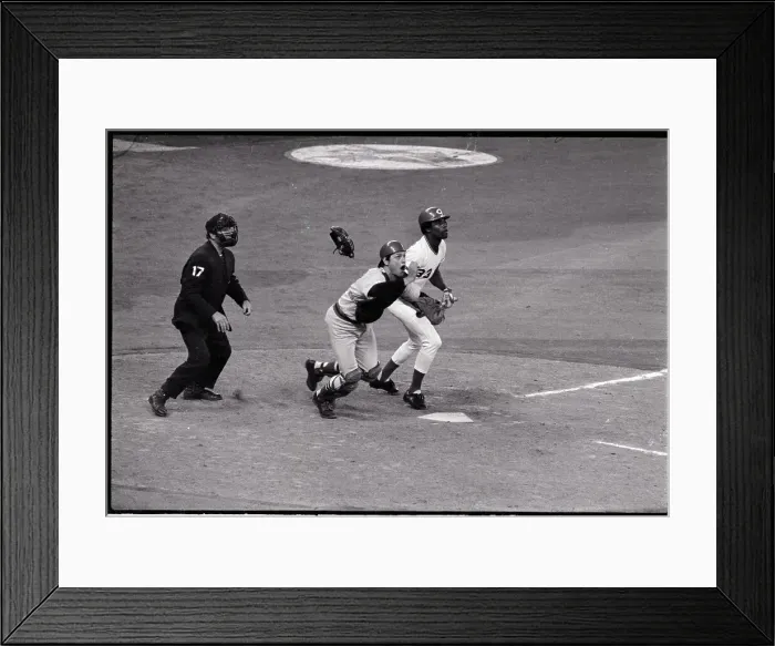 Framed Print : Carlton Fisk At Plate W / Ed Armbrister Framed Print : Carlton Fisk At Plate W / Ed Armbrister