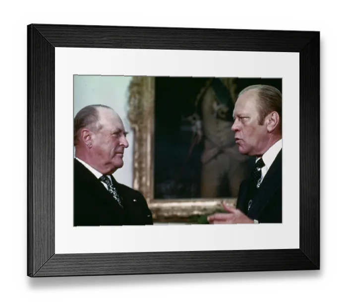 Framed Print : Gerald Ford Conversing with King Olav V Framed Print : Gerald Ford Conversing with King Olav V