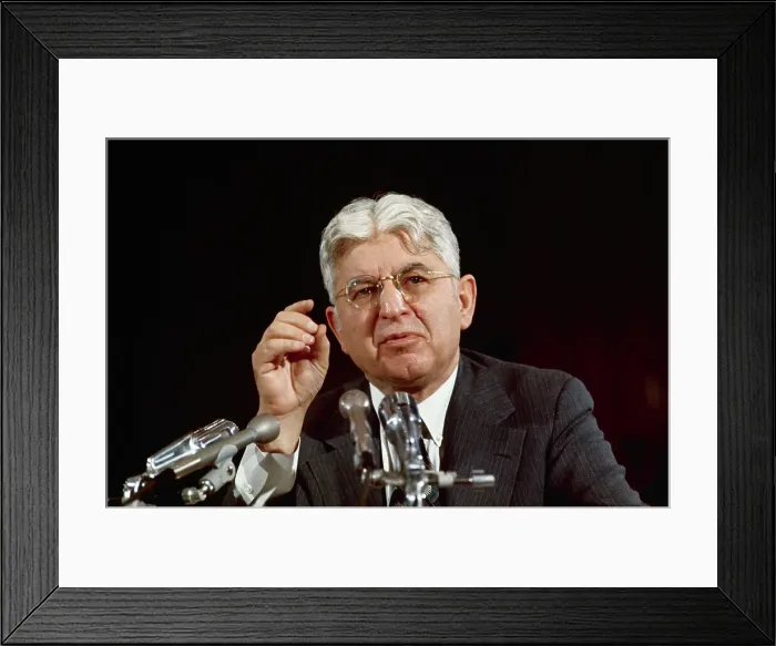 Framed Print : Arthur Burns at Microphones